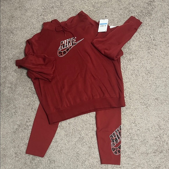 Nike Pants - Nike Burgundy Sweatshirt and Leggings Set